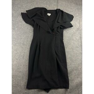 VTG EXPO Women 10 V-Neck Flutter Sleeve Ruffle Wrap Mini Dress Career Old Money